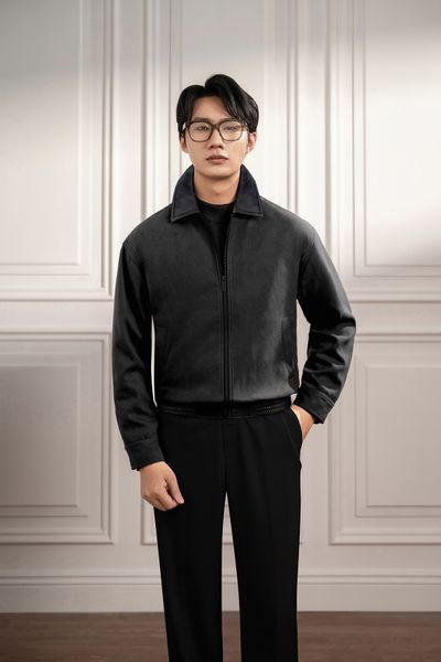 Áo khoác ghi da lộn ADAM STORE - AK073G