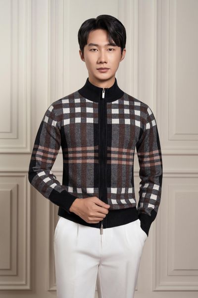 Áo khoác len họa tiết ô vuông Adam Store - AL080