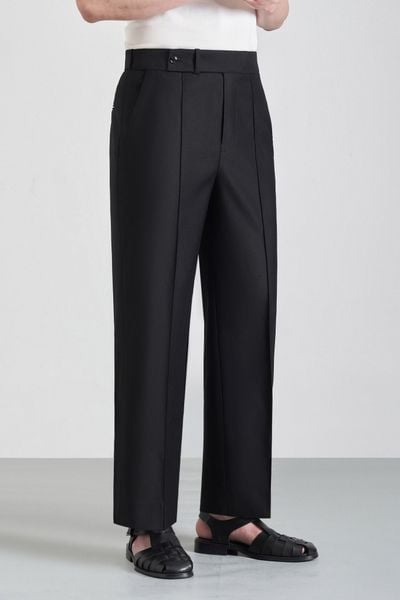 Quần suông đen trơn kiểu cạp chun ẩn Adam Store - QS001