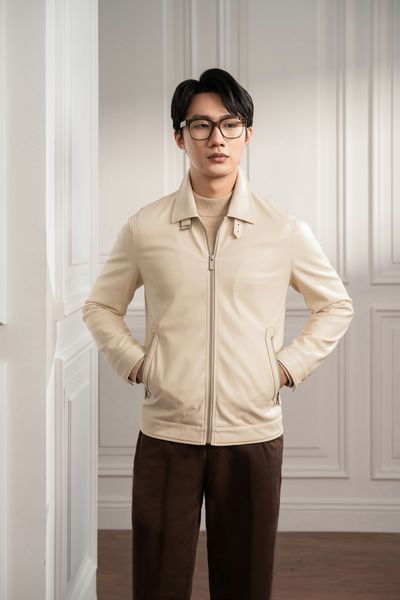 Áo khoác da trắng trơn ADAM STORE - AK069T