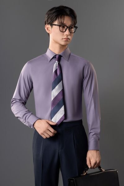 Sơ mi dài tay tím trơn Adam Store - SMC161TIM
