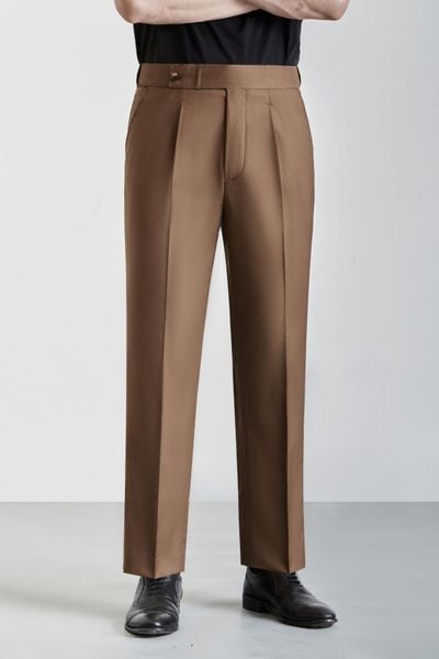 Quần âu nâu trơn kiểu cạp chun ẩn Adam Store - Q399K6