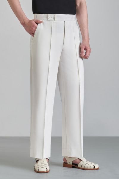 Quần suông trắng trơn kiểu cạp chun ẩn Adam Store - QS004