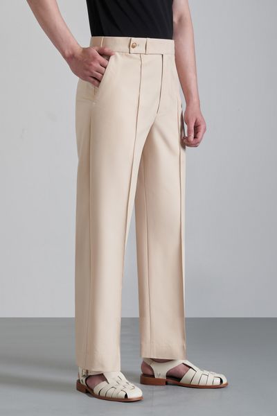 Quần suông be trơn kiểu cạp chun ẩn Adam Store - QS003