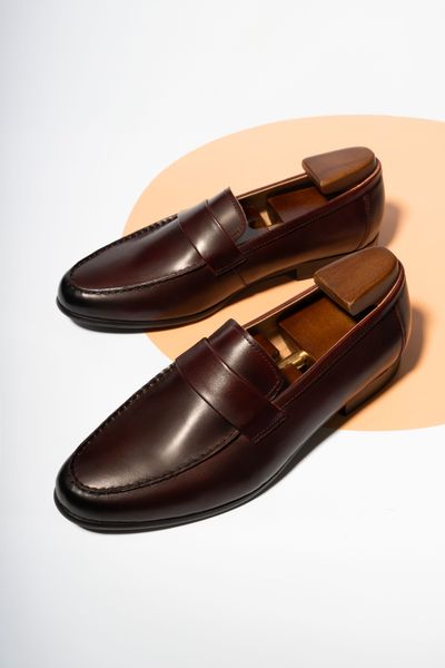 Giày Nâu Lì Quay Ngang ADAM STORE - 84603N