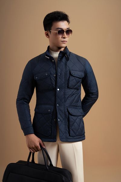 Áo Khoác Xanh Navy Ô Trám Dáng Dài ADAM STORE - Ak022
