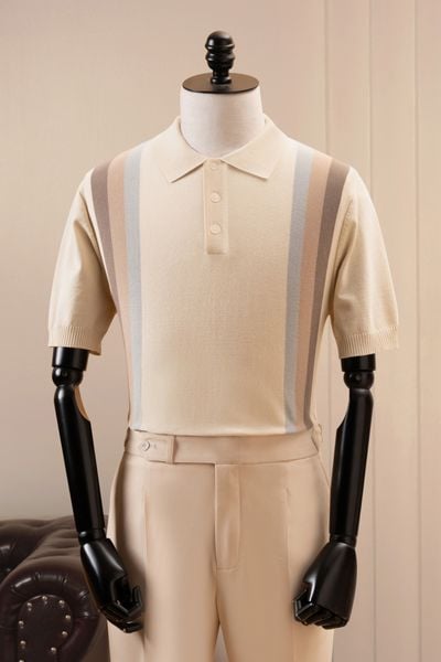 Áo mongtoghi ngắn tay be kẻ ADAM STORE - AP158