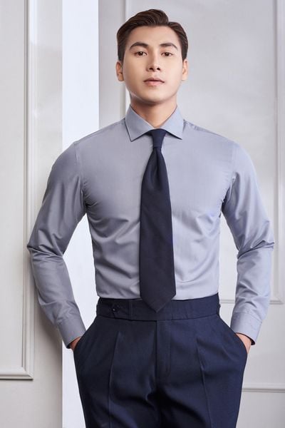 Áo Sơ Mi Dài Tay Bamboo Màu Ghi Adam Store - SMBB13