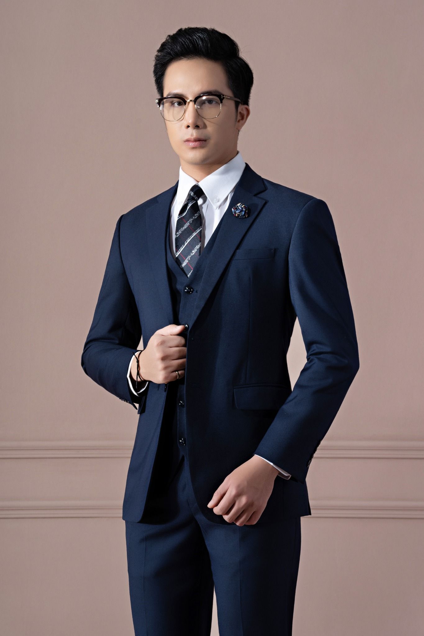 Giảm giá VINLOÁo Vest nam màu Xanh tím than kẻ nhẹ cao cấp body kiểu Hàn  Quốc  BeeCost