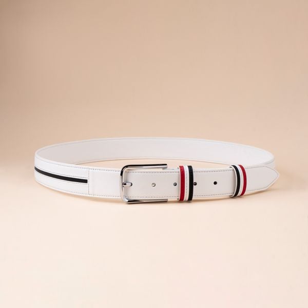 Thắt Lưng Golf Trắng Họa Tiết Kẻ Đen Adam Store - TL53