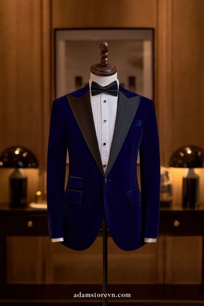 Vest nhung xanh tím than cổ ve nhọn 1 hàng khuy The Tuxedo - TXVN21
