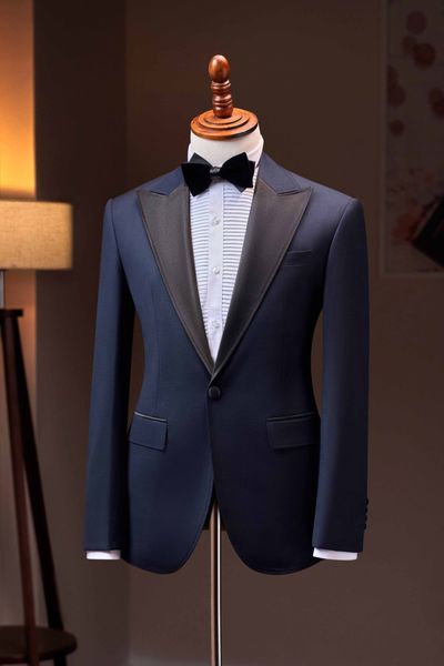 Áo vest xanh tím than cổ ve nhọn bóng 1 hàng khuy The Tuxedo - TXV330CNB