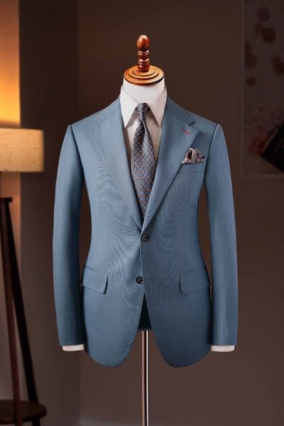 Áo vest xanh sáng trơn cổ ve khuyết 1 hàng khuy Adam Store - AV315