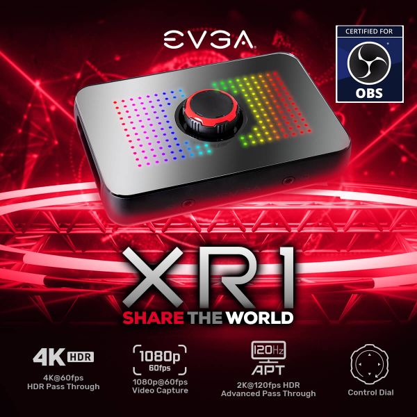 EVGA XR1 Capture Device Certified for OBS USB 3.0 4K Pass Throug