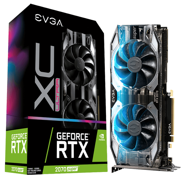 Evga Geforce RTX 2070 Super Xc Ultra, Overclocked, 2.75 Slot Extreme Cool Dual, 70C Gaming, RGB, Metal Backplate, 08G-P4-3173-Kr, 8GB Gddr6