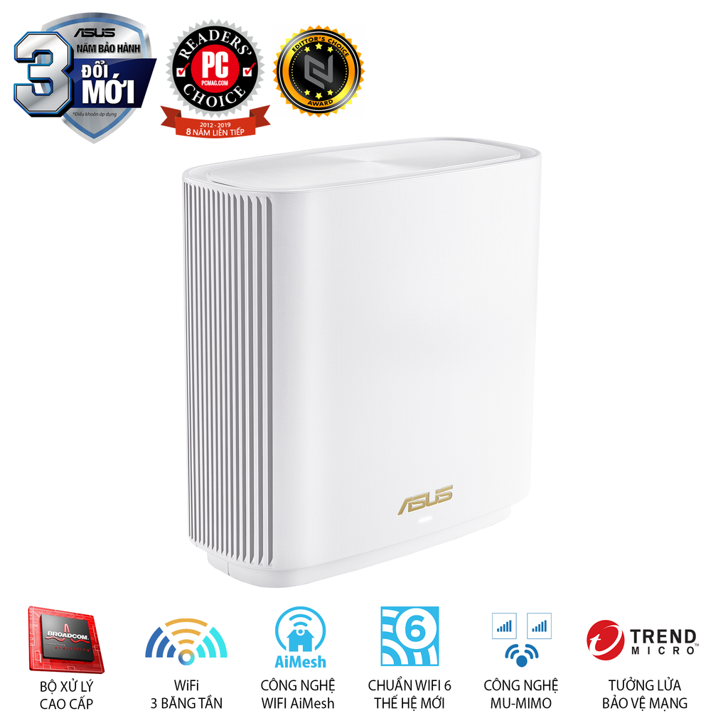 Bộ định tuyến MESH Asus ZenWiFi Router XT8 (W-2-PK), Chuẩn AX6600 ( 1 bộ 2 chiếc )