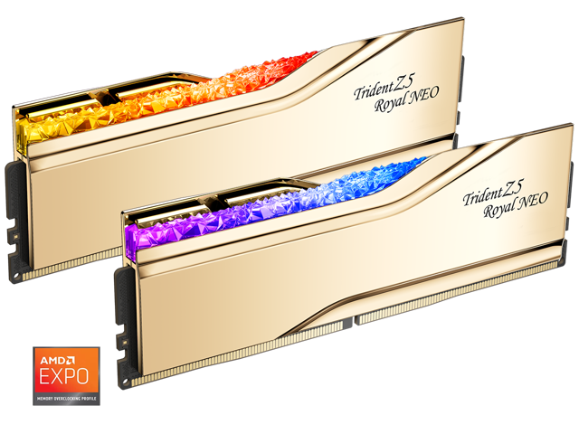 KIT Ram GSKILL Trident Z5 ROYAL NEO RGB Gold  DDR5 96GB (48GB x 2) 6000MHz CL28 EXPO F5-6000J2836F48GX2-TR5NG ( Expo/ XMP )