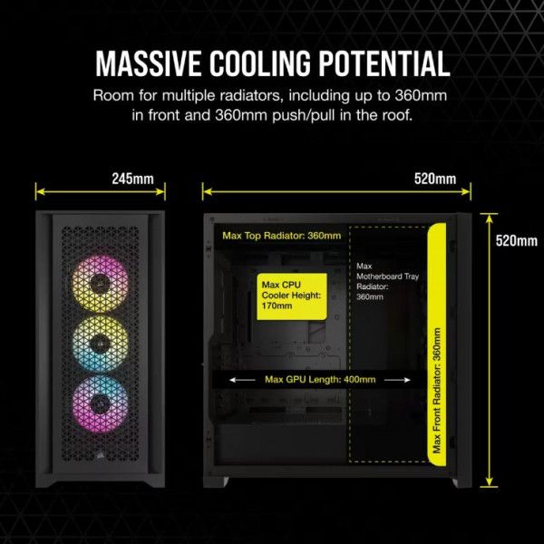 Vỏ máy tính Corsair iCUE 5000D RGB Airflow, Black