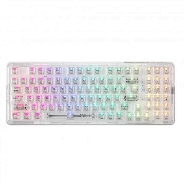 Bàn phím cơ Machenike K500F-B94W Tri-Mode RGB White Wireless GR Crystal Switch