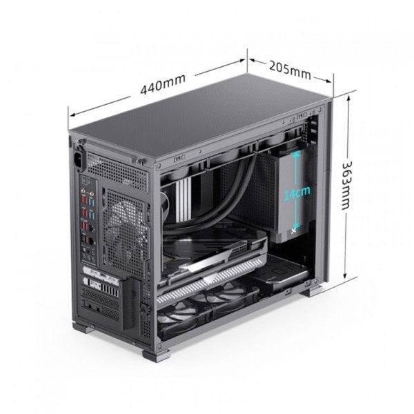 Vỏ case Jonsbo D31 STD SC Black ( Mini Tower/Màu Đen/Màn hình 8')