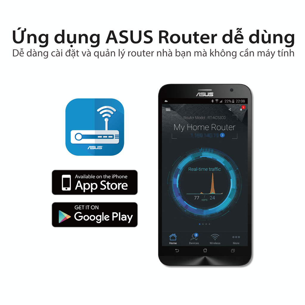 Bộ định tuyến WiFi 6 ASUS RT-AX58U V2 Chuẩn AX3000 (Chuyên Gaming) AiMesh