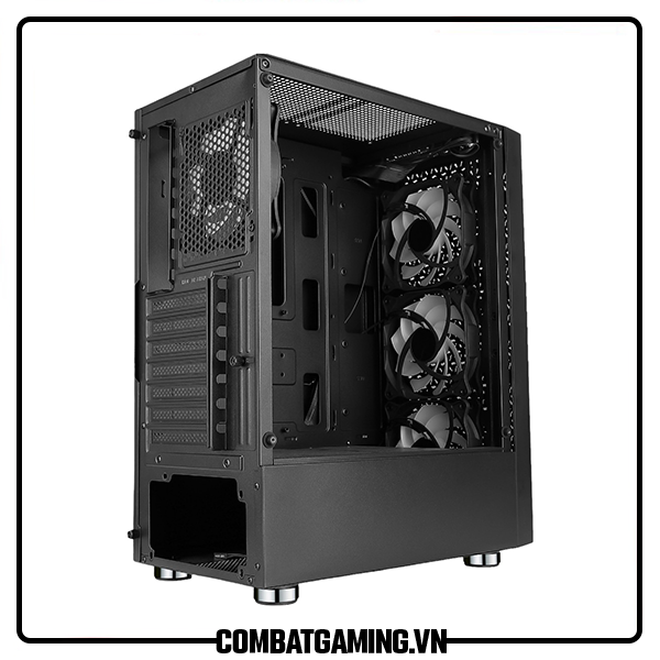 Case Vitra Poseidon R12 Black (Mid Tower/Màu Đen/Kèm Sẵn 3 Fan)