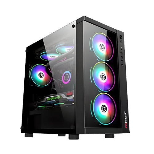 CASE MAGIC GM-01 BLACK Glass CÓ SẮN 4 FAN (MATX)