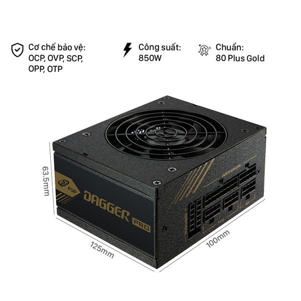 Nguồn FSP Dagger Pro 850 Gen 5 80Plus Gold SFX Full Modular