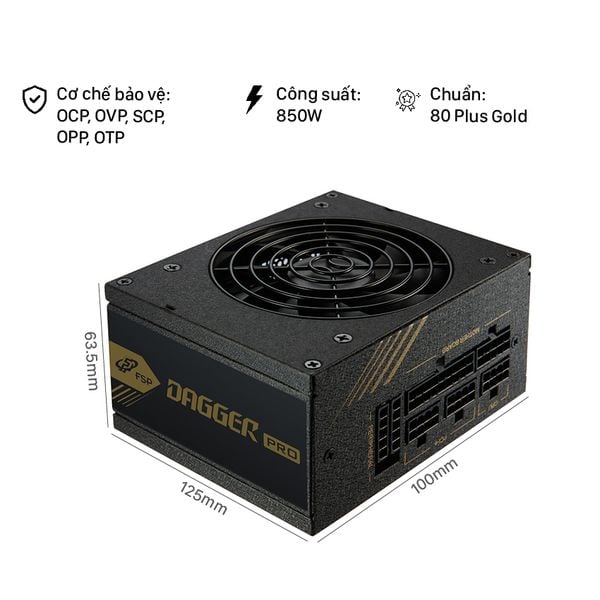 Nguồn FSP SFX Power Supply, model SDA2-850 850W ( 80 Plus Gold/ Màu Đen)