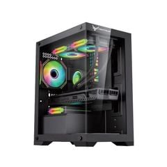 VỎ CASE CENTAUR LUMIX BLACK (MATX/MID TOWER/MÀU ĐEN) sẵn 3 fan led