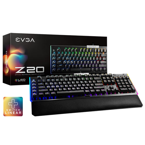EVGA Z20 – RGB Optical Mechanical Gaming Keyboard – RGB Backlit LED – Optical Mechanical Switches (Linear, Clicky)