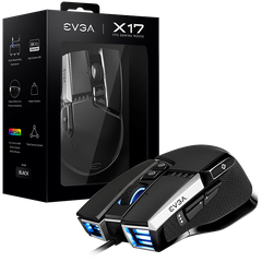 EVGA X17 Gaming Mouse – Wired – Black – Customizable – 16,000 DPI – 5 Profiles – 10 Buttons – Ergonomic