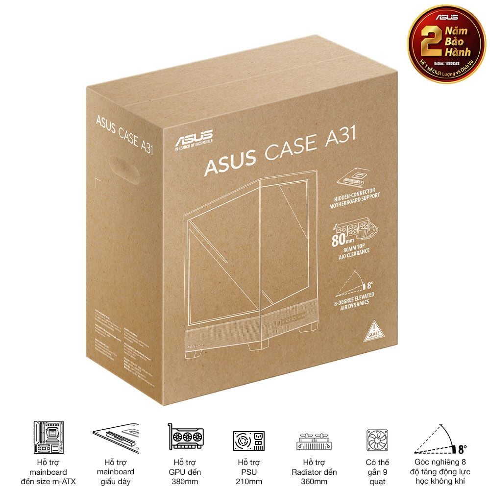 Vỏ Case Asus A31 TG WHITE / BLACK (ATX/Mid tower)