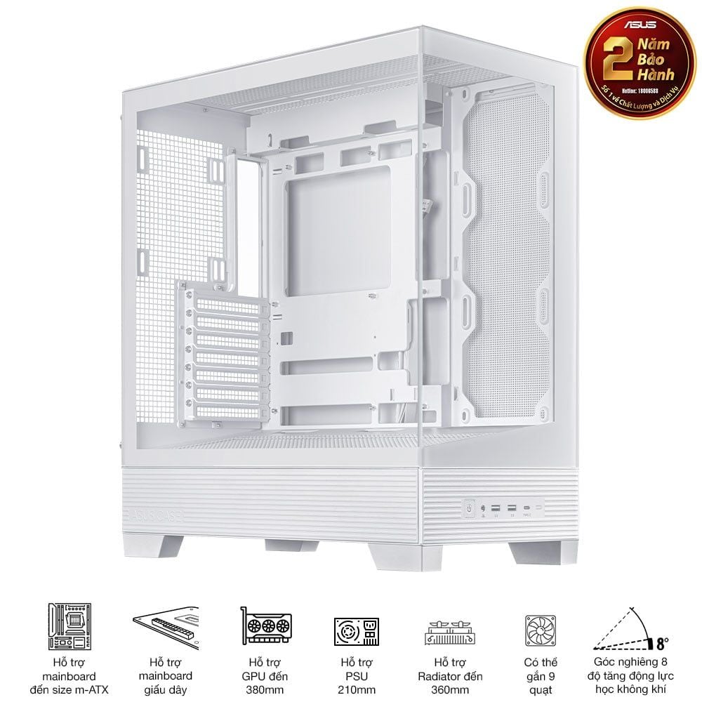 Vỏ Case Asus A31 TG WHITE / BLACK (ATX/Mid tower)
