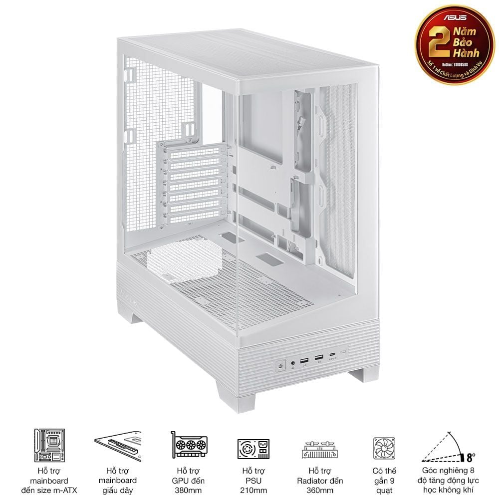Vỏ Case Asus A31 TG WHITE / BLACK (ATX/Mid tower)
