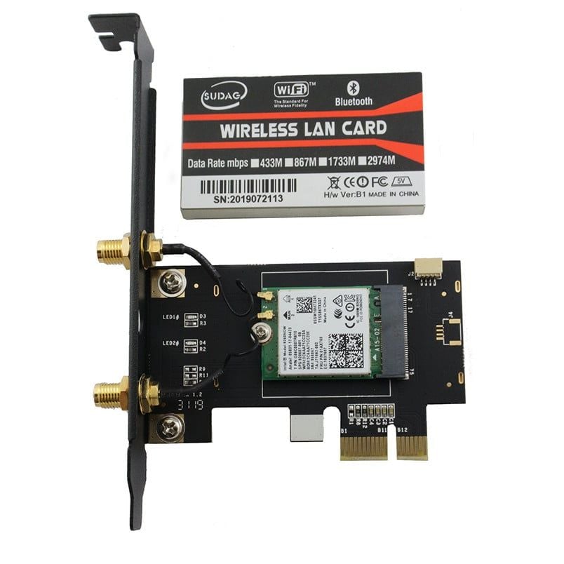 Card WIFI PC 9260 AC tích hợp Bluetooth 5.0 tốc độ 1.73 Gbps cho máy bàn dùng chip Intel AC9260