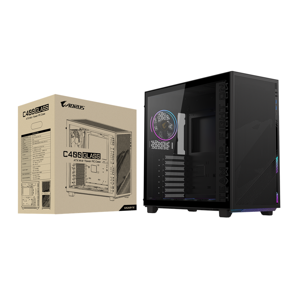 Thùng máy Case Aorus Gigabyte C400 Glass - Black (GB-AC400G)
