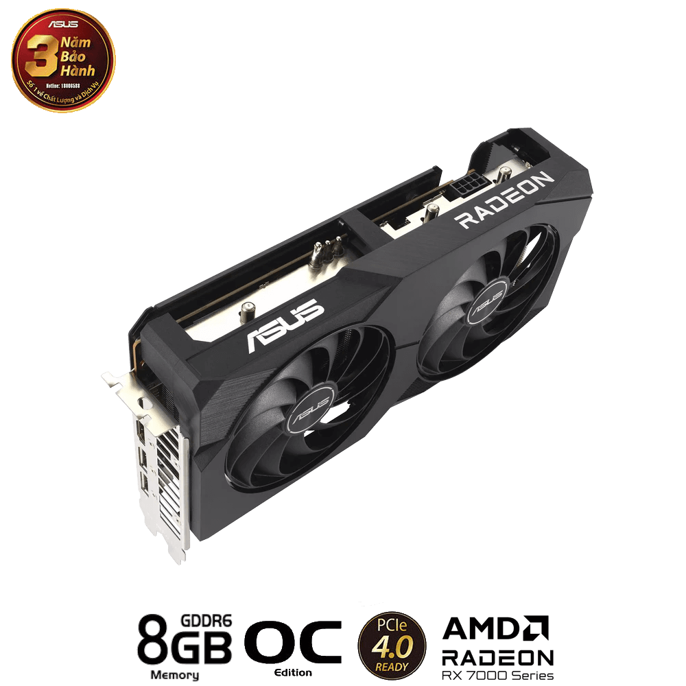 VGA ASUS DUAL Radeon RX 7600 V2 OC 8GB GDDR6 ( DUAL-RX7600-O8G-V2 )