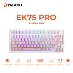 Bàn phím cơ không dây DAREU EK75 PRO – Sakura Pink (Triple Mode, Gasket Mount, RGB)