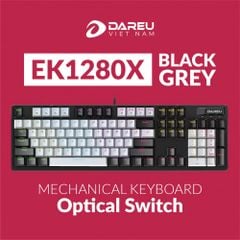 Bàn phím quang cơ Gaming DAREU EK1280X BLACK-GREY (Kháng nước, Optical switch, MULTI LED) BLue switch