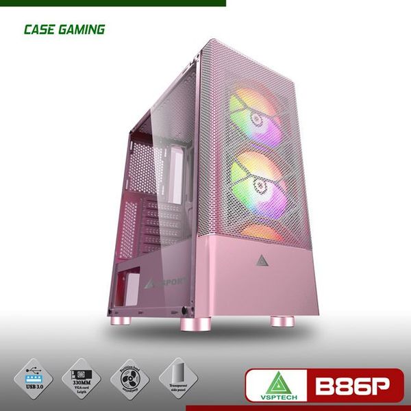 CASE VSP GAMING MẶT LƯỚI B86 ( PINK ) - No Fan