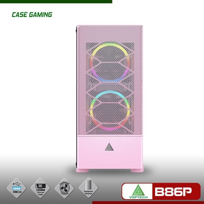 CASE VSP GAMING MẶT LƯỚI B86 ( PINK ) - No Fan