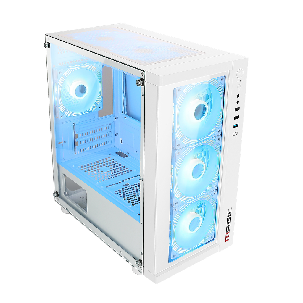 Thùng máy Case Magic GM01 White | m-ATX, sẵn 4 fan RGB