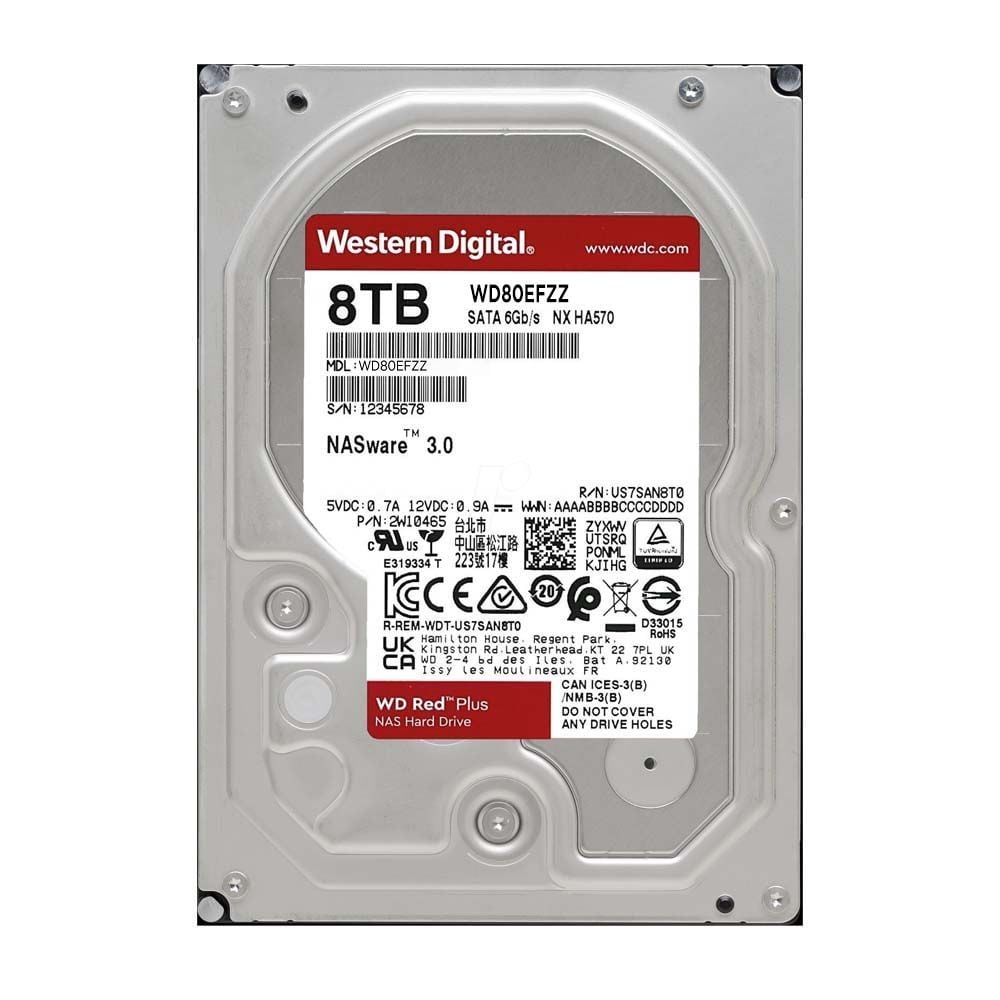 Ổ CỨNG HDD WD 8TB RED PLUS 3.5 INCH, 5640RPM, SATA, 128MB CACHE (WD80EFPX)