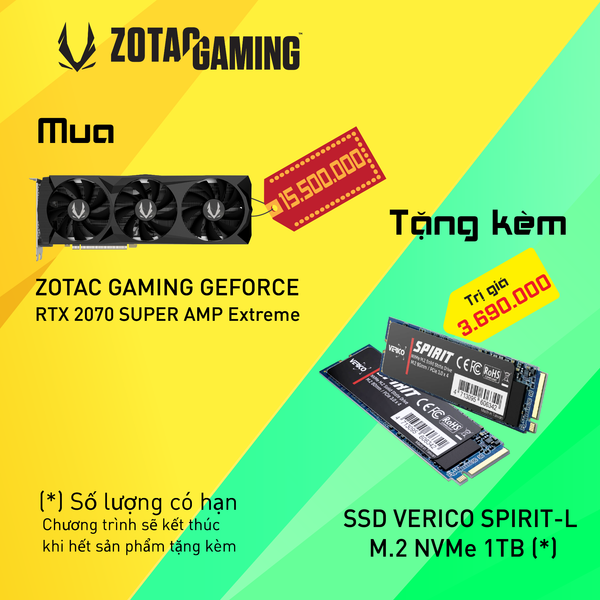 ZOTAC GAMING GeForce RTX 2070 SUPER AMP Extreme (Tặng SSD 1TB)