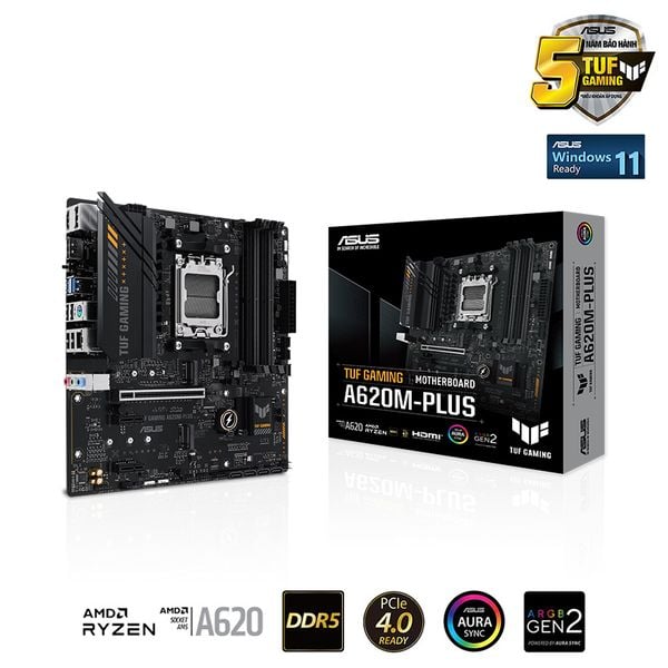 Mainboard ASUS TUF GAMING A620M-PLUS (AMD A620, AMD AM5, 4 x DDR5 128GB, Micro-ATX)