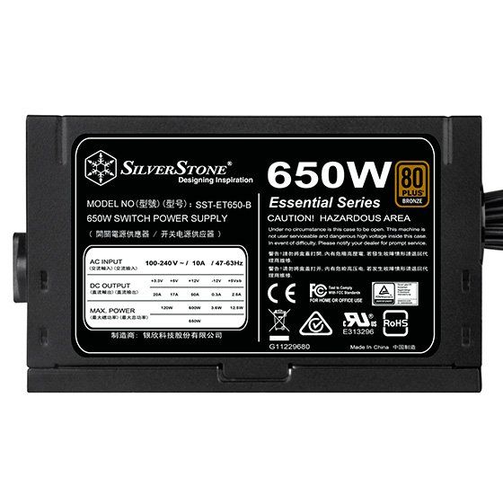 Nguồn SilverStone Essential Series ET650-B 650W 80 Plus Bronze