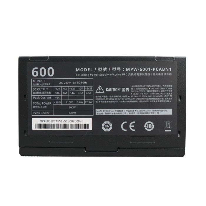 Nguồn Cooler Master Elite PC600 600W V3 (MPW-6001-PSABN1)