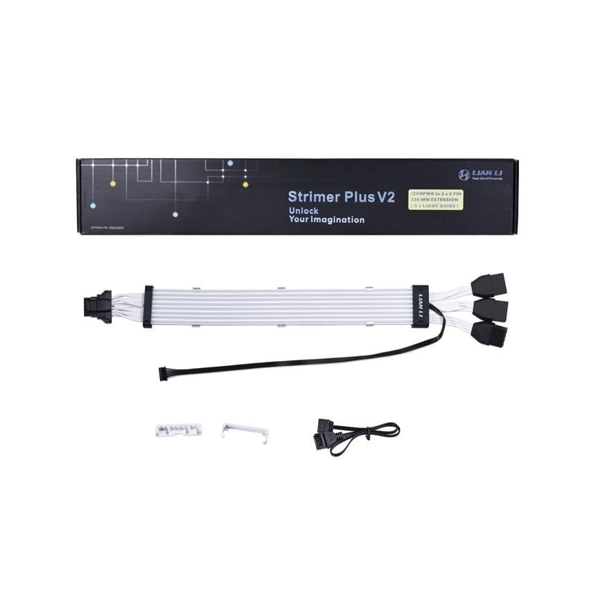 DÂY NGUỒN NỐI DÀI CHO CARD ĐỒ HOẠ LIAN LI STRIMER PLUS V2 12VHPWR (12+4-PIN)  - To 3x8 PIN - 8 SỢI LED ARGB