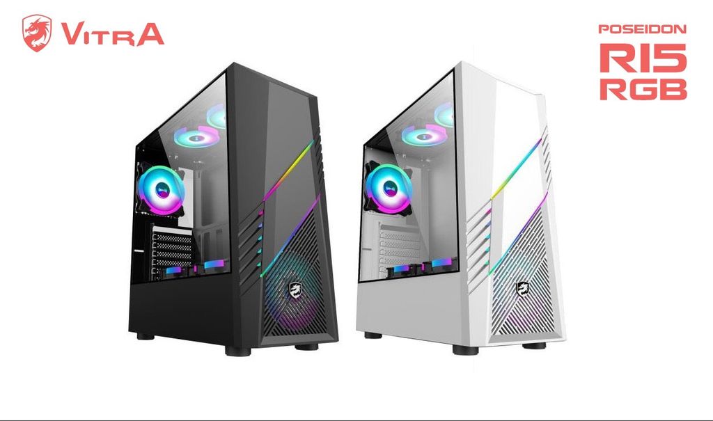 VỎ MÁY TÍNH VITRA POSEIDON R15 RGB BLACK (3FAN RGB)